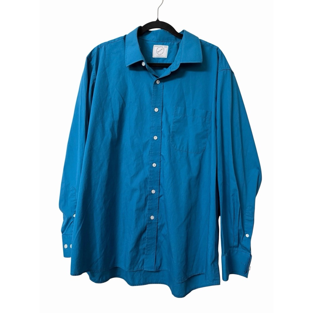 Bespoke New York Men's XXL Teal Blue Classic Fit Button Down Dress Shirt 34/35